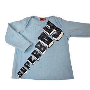 Psycho Bunny Baby Long Sleeve Shirt Superboy 0-6 Months No Added Sugar Blue